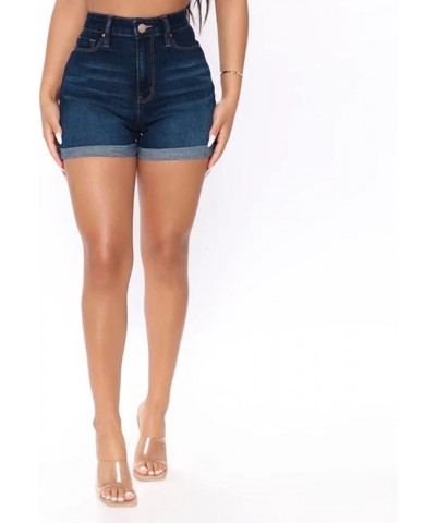 Jean Shorts Womens Teen Girls Casual Summer High Waisted Stretchy Rolled Hem Tassels Denim Shorts with Pockets Dark Blue $7.2...