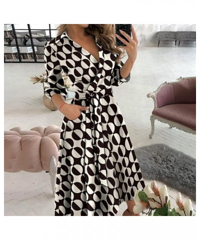 Women's Geometric Color Block 3/4 Rolled-Up Sleeve Shirts Dress Buttons Down Irregular Hem Beach Maxi Dresses Large Point $16...