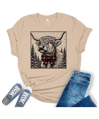 Womens Highland Cow Shirt Cute Cowgirl Tshirt Cattle Bella Graphic Tees Casual Short Sleeve Summer Tops Zb - Soft Cream $13.7...