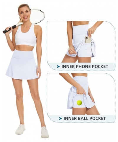 Womens Tennis Skirt Pleated Skirts High Waisted Golf Skirts Skorts Skirts with Pockets Athletic Workout Skirts 02 White $9.60...