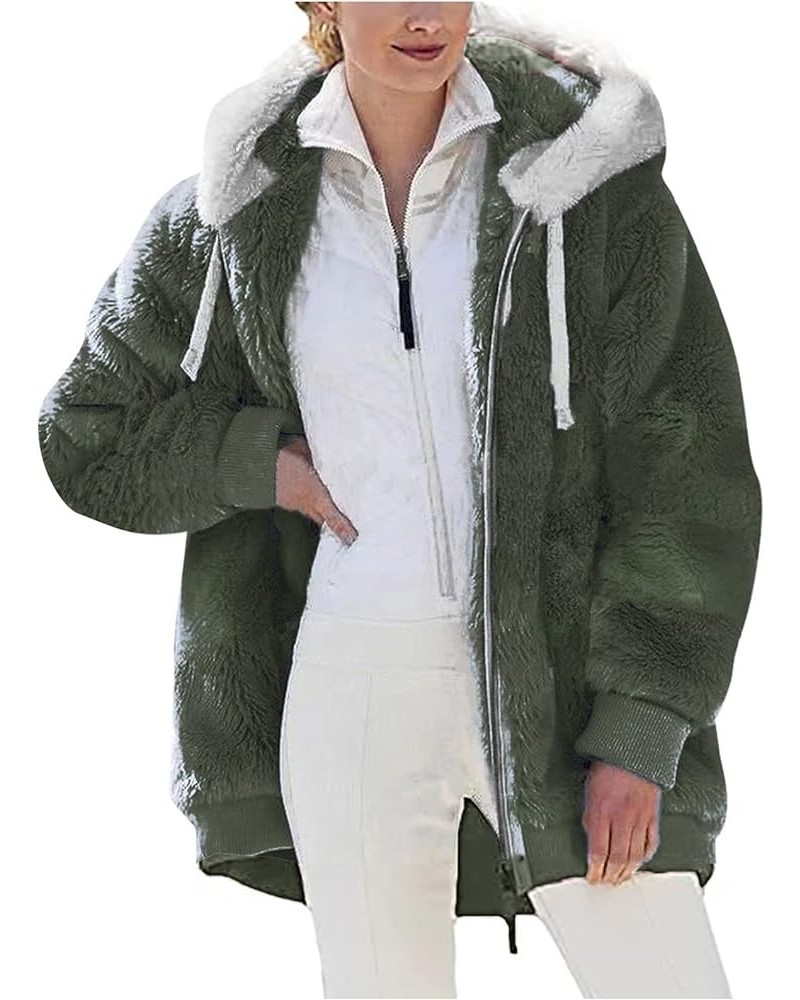 Womens Winter Coats 2024 Winter Warm Plus Size Sharpa Jacket Fleece Jackets Hooded Parka Faux Suede Thick Fuzzy Outerwear 04-...