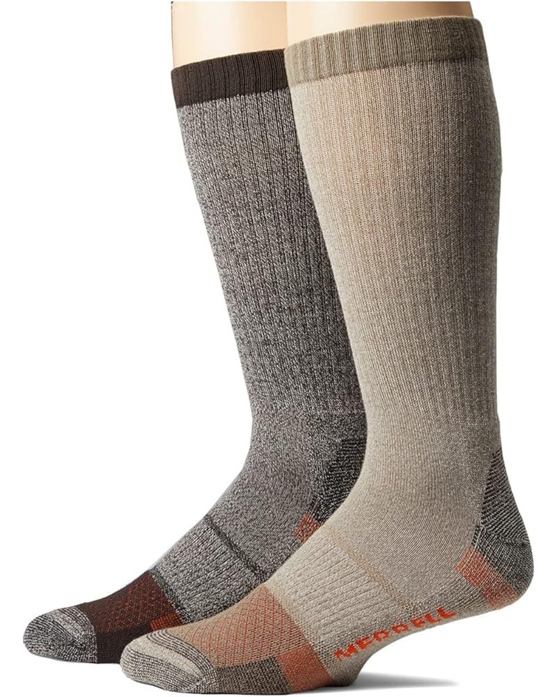 Men's and Women's Performance Safety Toe Crew Socks 2Pair Pack CoolMax Moisture Management and Blister Prevention Crew Brown ...