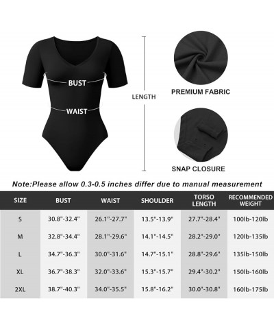 5 Pack Bodysuits for Women Short Sleeve Deep V Neck Tops T-shirt Bodysuit Casual Outfits 5 Pack Black, Black, White, White, N...