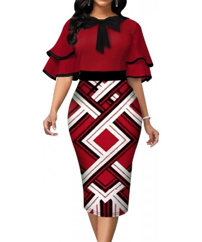 Women's Dress Bodycon Church Dress Elegant Work Pencil Dress Red-a $17.84 Dresses