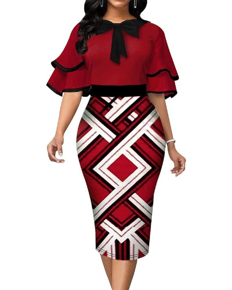 Women's Dress Bodycon Church Dress Elegant Work Pencil Dress Red-a $17.84 Dresses