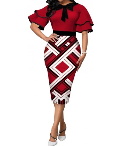 Women's Dress Bodycon Church Dress Elegant Work Pencil Dress Red-a $17.84 Dresses