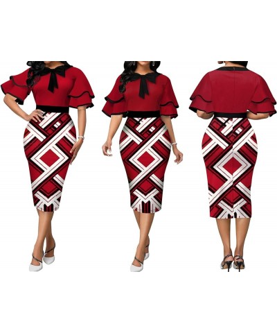 Women's Dress Bodycon Church Dress Elegant Work Pencil Dress Red-a $17.84 Dresses