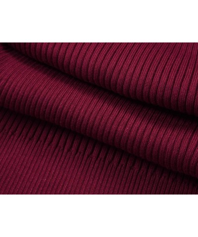 Women's Turtleneck Ribbed Long Sleeve Sweater Pullover Tops Wine Red $23.77 Sweaters