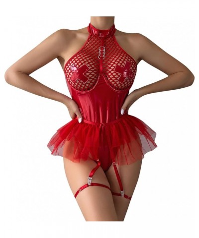 Lingerie for Women Sexy Underwear Push Up Bra And Panty Chemise Teddy Babydoll Bodysuit Lace Mesh Nightgown Sleepwear Red $10...