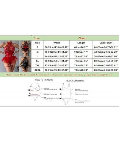 Lingerie for Women Sexy Underwear Push Up Bra And Panty Chemise Teddy Babydoll Bodysuit Lace Mesh Nightgown Sleepwear Red $10...