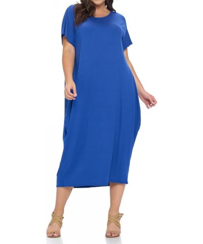 Women's Cocoon Maxi Dress with Dolman Sleeve Royal Blue $11.75 Dresses