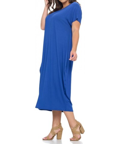 Women's Cocoon Maxi Dress with Dolman Sleeve Royal Blue $11.75 Dresses