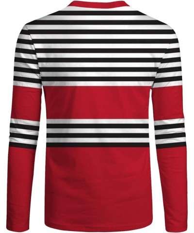 Crewneck Shirt for Men,Casual Long Sleeve Stripes Printed Colorblock T-Shirt Basic Pullover Regular Fit Pullover G-black $8.1...