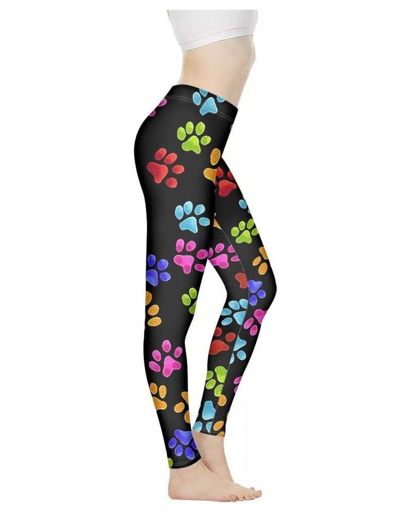 Women High Waist Tummy Control Leggings for Sports Running Gym Fitness Workout Yoga Pants Full Length Cute Footprint $11.50 A...