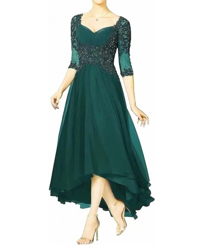 Mother of The Bride Dress for Wedding Lace Appliques 3/4 Sleeve Tea Length Chiffon Evening Prom Gown for Women Teal $34.44 Dr...