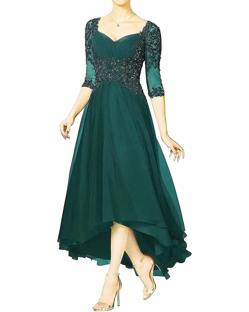 Mother of The Bride Dress for Wedding Lace Appliques 3/4 Sleeve Tea Length Chiffon Evening Prom Gown for Women Teal $34.44 Dr...