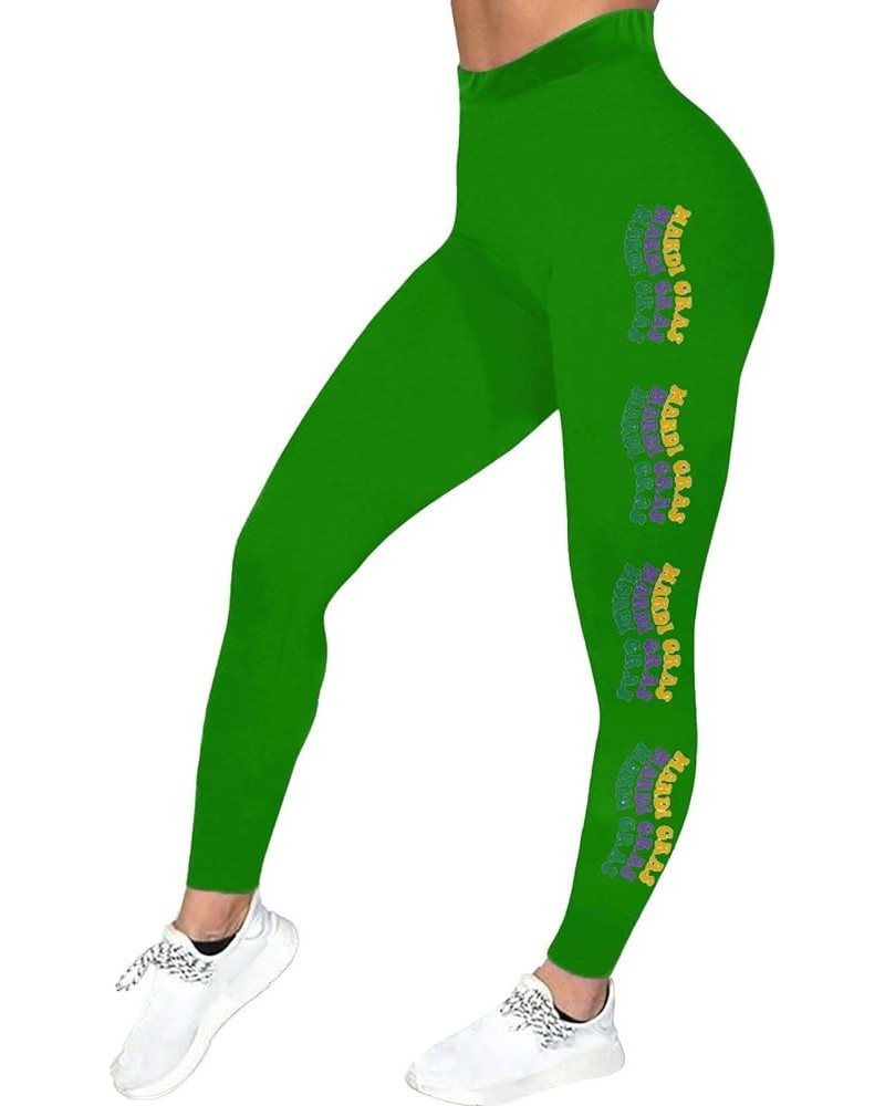 Mardi Gras Leggings for Women 2024 Womens Stretchy Carnival Printed Yoga Tights Tummy Control Mardi Gras Outfit A1-green $5.2...