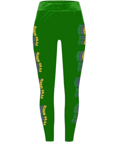 Mardi Gras Leggings for Women 2024 Womens Stretchy Carnival Printed Yoga Tights Tummy Control Mardi Gras Outfit A1-green $5.2...