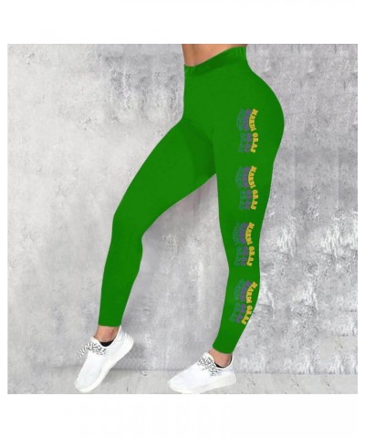 Mardi Gras Leggings for Women 2024 Womens Stretchy Carnival Printed Yoga Tights Tummy Control Mardi Gras Outfit A1-green $5.2...