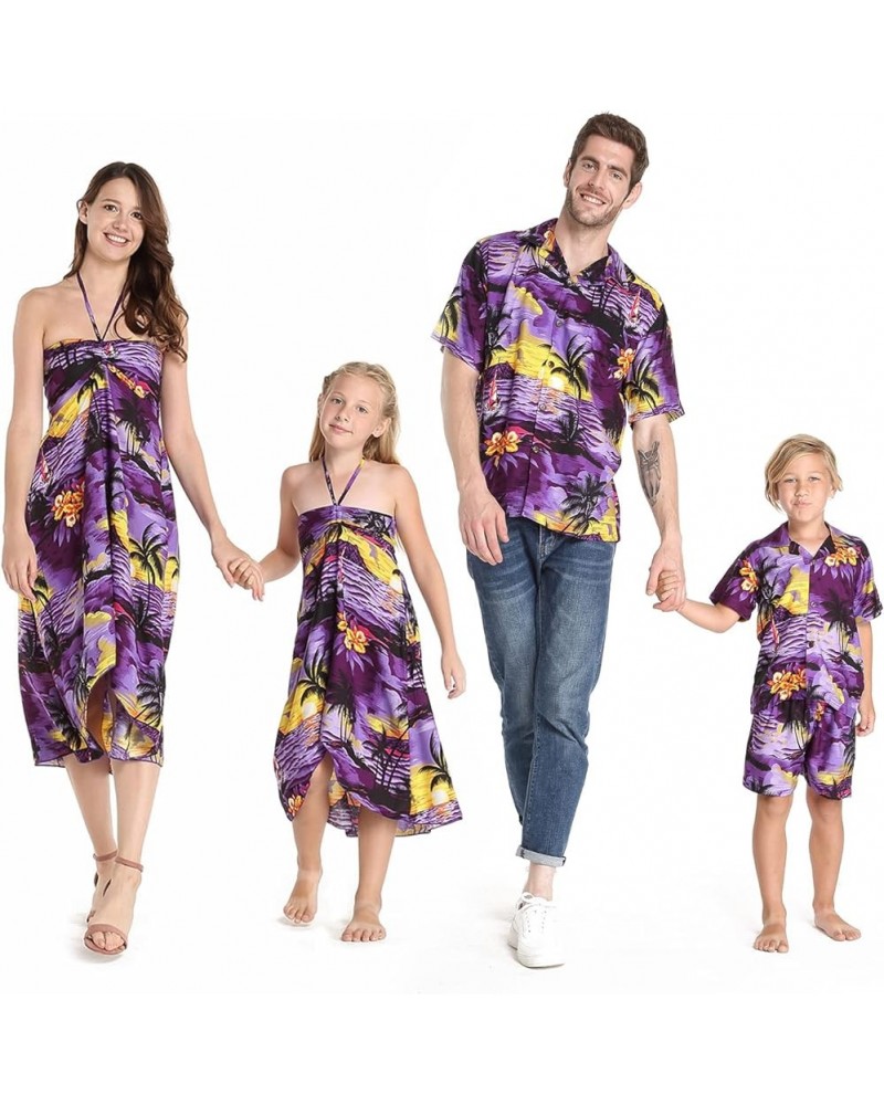 Matchable Family Hawaiian Luau Men Women Girl Boy Clothes in Sunset Purple Big Girl Girl Wrap $9.60 Jewelry