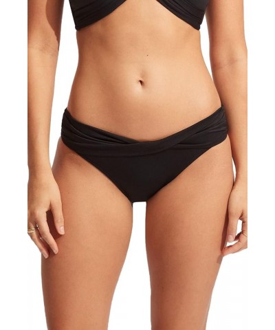 Women's Twist Band Hipster Full Coverage Bikini Bottom Swimsuit Eco Collective Black $8.60 Swimsuits