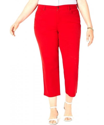 / Sweet Look Womens Plus Size Twill Cotton Stretch Capri Pants Solid Colors Red $10.35 Pants