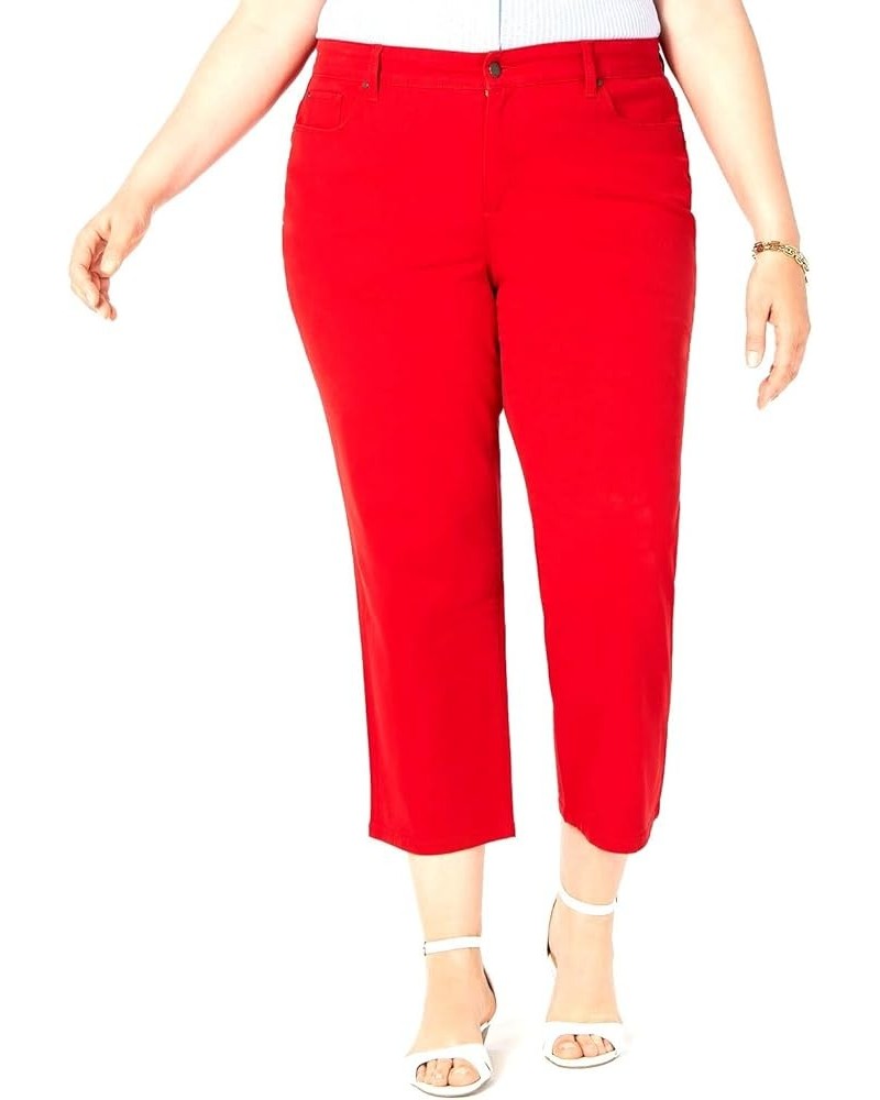 / Sweet Look Womens Plus Size Twill Cotton Stretch Capri Pants Solid Colors Red $10.35 Pants