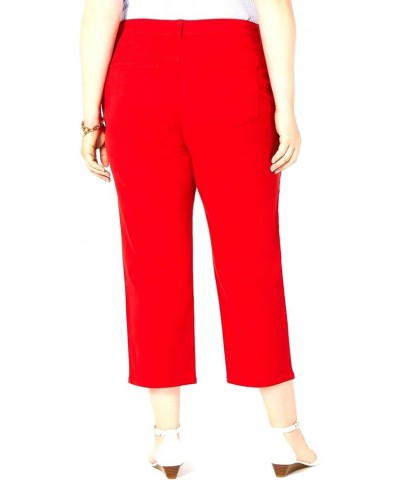 / Sweet Look Womens Plus Size Twill Cotton Stretch Capri Pants Solid Colors Red $10.35 Pants