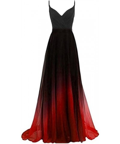 Gradient Long Prom Dresses for Women Ombre Evening Wedding Party Gowns Formal Black Red7 $41.16 Dresses