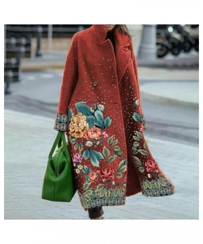 Women's Fashion Solid Color Long Tweed Trench Jacket Classy Oversized Long Sleeve Lapel Winter Thicken Overcoat Coat 06red $3...