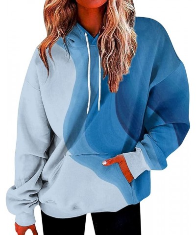 Hoodies for Women Oversized Y2K Sweatshirt Drawstring Long Sleeve Shirts Casual Cute Tops Fall Clothes with Pockets D-sky Blu...