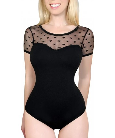 Cotton Romper Onesie Pajamas Bodysuit - Candy Hearts Black $15.98 Bodysuits