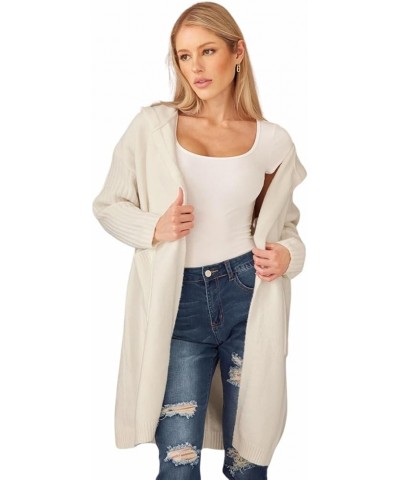 Women's Long Cardigan Sweaters Oversized Open Front Long Sleeve Lightweight Knit Hooded Outerwear Fall Coat White $19.35 Swea...