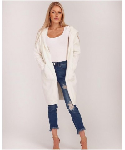 Women's Long Cardigan Sweaters Oversized Open Front Long Sleeve Lightweight Knit Hooded Outerwear Fall Coat White $19.35 Swea...