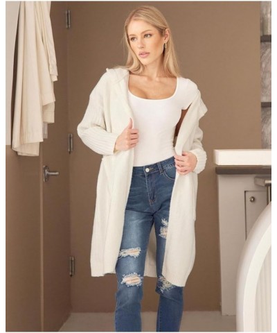 Women's Long Cardigan Sweaters Oversized Open Front Long Sleeve Lightweight Knit Hooded Outerwear Fall Coat White $19.35 Swea...