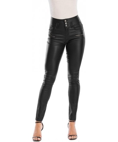 Womens Faux Leather High Waist Stretch Push Up Pant Petite26/Regular29/Tall32… Black $19.34 Leggings