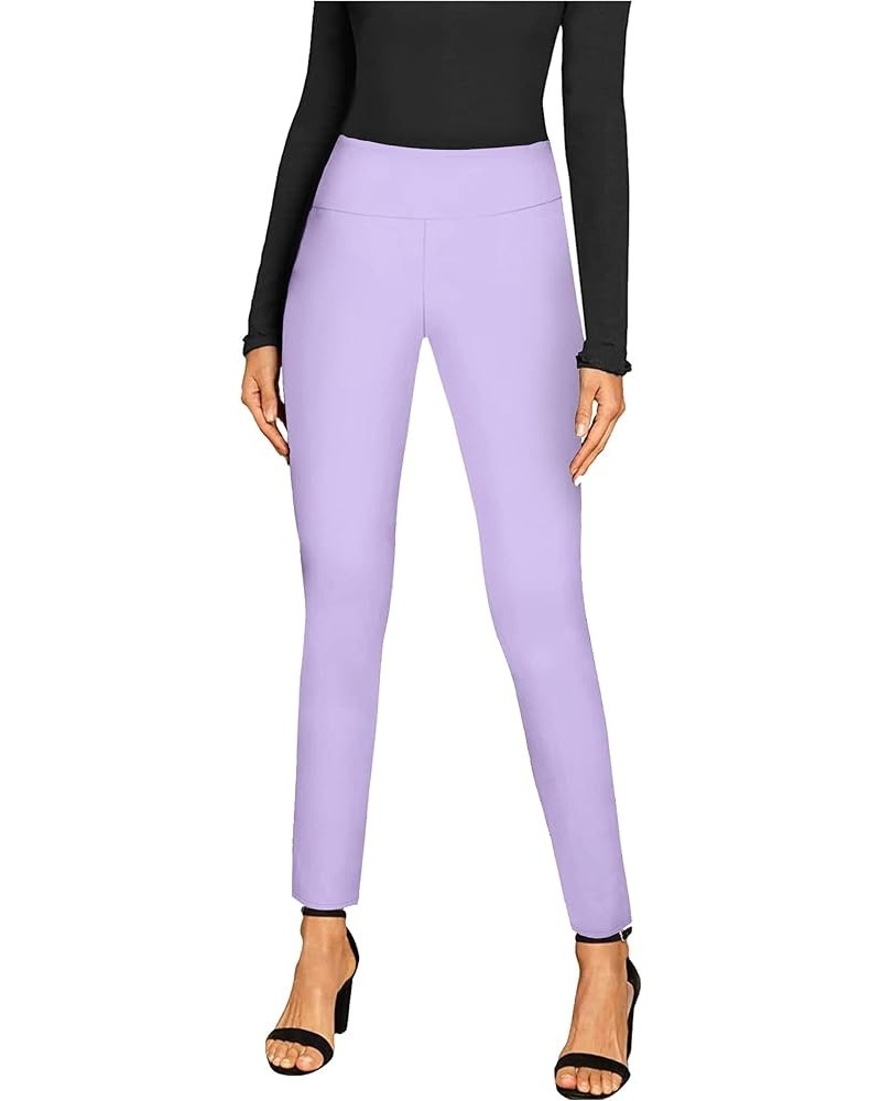 Women Stretch Skinny Dress Pants Nylon Ponte Pull On Office Leggings Trousers 1073t-lilac $17.09 Leggings