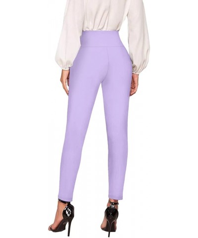 Women Stretch Skinny Dress Pants Nylon Ponte Pull On Office Leggings Trousers 1073t-lilac $17.09 Leggings