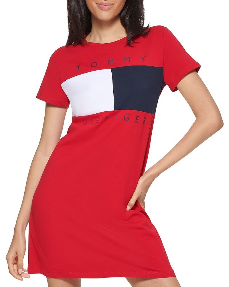 T-Shirt Short Sleeve Cotton Summer Dresses for Women Classic Scarlet $29.88 Dresses