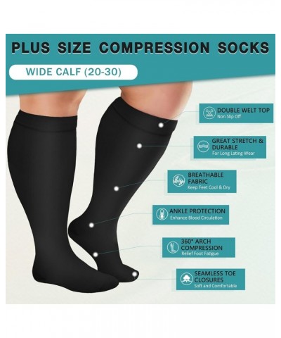 Plus Size Compression Socks for Men and Women-3 pairs Wide Calf Knee High Compression Stockings Support for Circulation,Nurse...