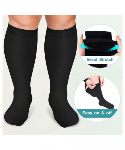 Plus Size Compression Socks for Men and Women-3 pairs Wide Calf Knee High Compression Stockings Support for Circulation,Nurse...