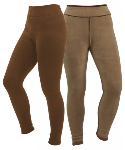 Women's Warm Winter Leggings Cotton Fleece Lined Thermal Pants ONE Legging Mid-Rise Brown Mid-rise $11.96 Leggings