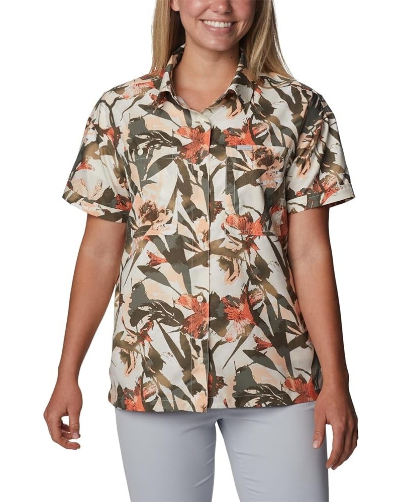 Women's Silver Ridge Utility Short Sleeve Shirt Chalk/Floriculture $21.15 Activewear