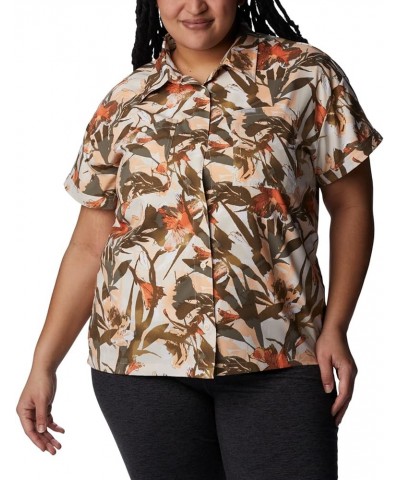 Women's Silver Ridge Utility Short Sleeve Shirt Chalk/Floriculture $21.15 Activewear