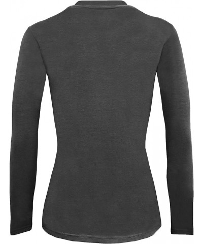 Cotton Essentials Women's Under Scrub Tee Crew Neck Long Sleeve T Charcoal $9.57 Tops