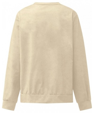 Women's Casual Crew Neck Gradient Print Oversized Sweatshirt Soft Long Sleeve Drawstring Pullover Sweater Tops D-beige*2 $3.1...