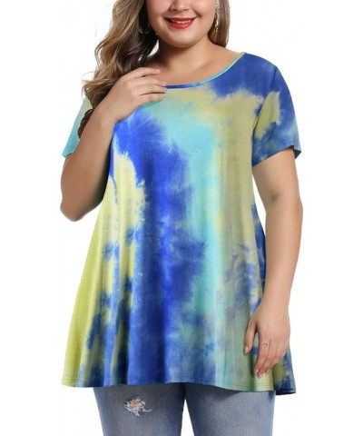 Womens Short Sleeve Casual Loose Fit Flare Swing Tunic Tops Basic T-Shirt Plus Size Multicolored 03 $14.24 Tops