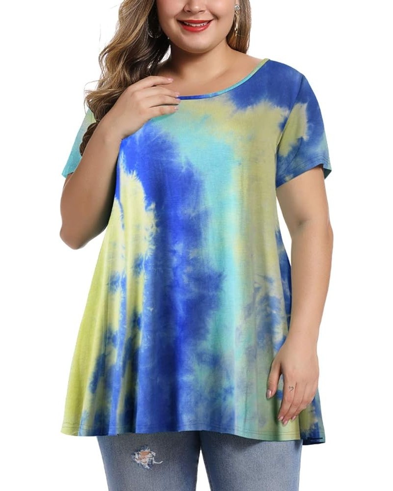 Womens Short Sleeve Casual Loose Fit Flare Swing Tunic Tops Basic T-Shirt Plus Size Multicolored 03 $14.24 Tops