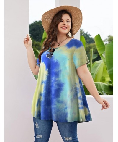 Womens Short Sleeve Casual Loose Fit Flare Swing Tunic Tops Basic T-Shirt Plus Size Multicolored 03 $14.24 Tops