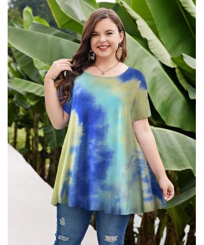 Womens Short Sleeve Casual Loose Fit Flare Swing Tunic Tops Basic T-Shirt Plus Size Multicolored 03 $14.24 Tops